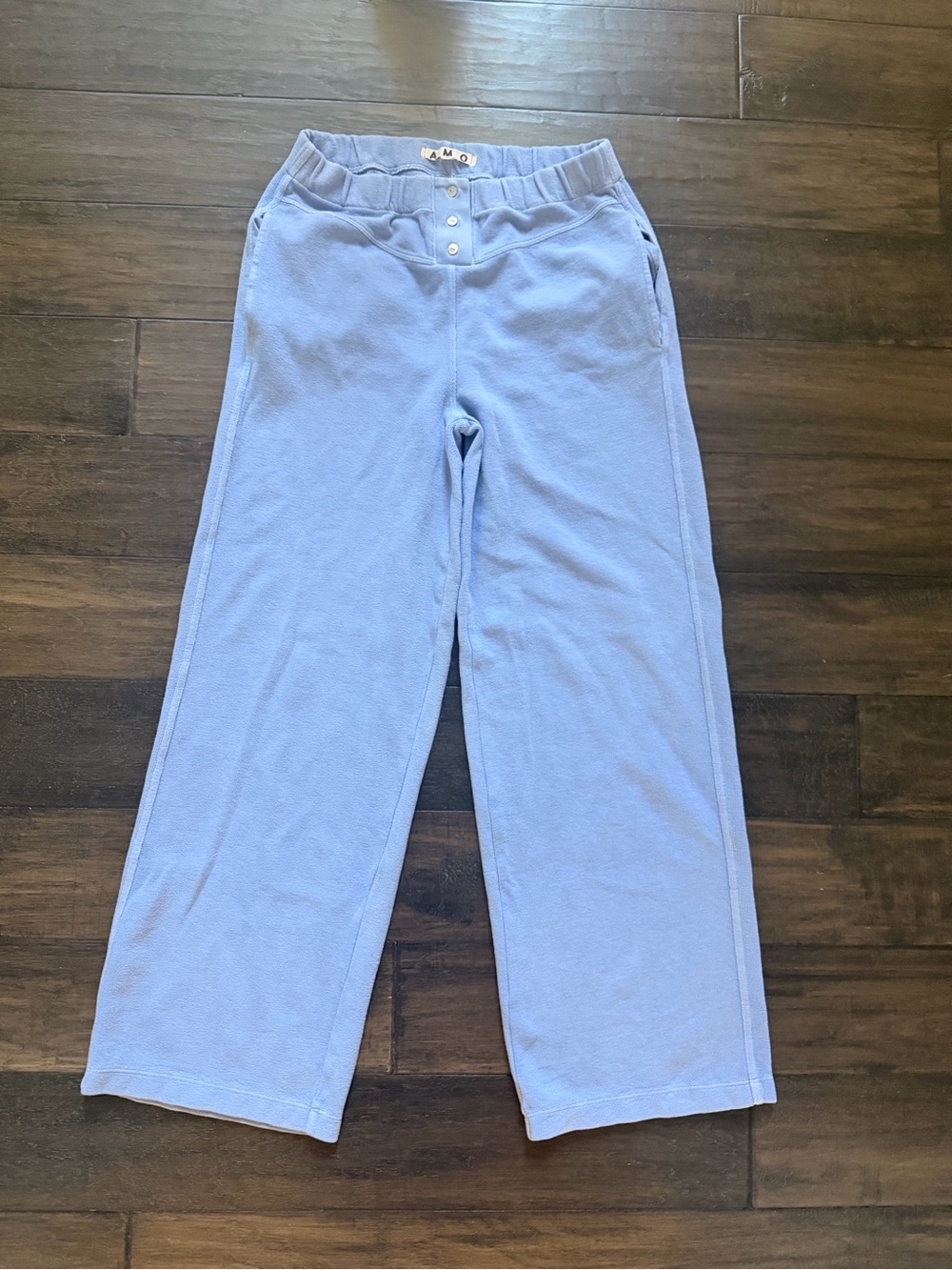 AMO Denim Soft & Comfy Light Blue Wide Leg  Lounge Pants Sz S NWT $190